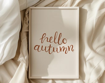 Hello Autumn Poster, Fall Printables Wall Art, Hello Fall Sign, Neutral Fall Decor, Autumn Wall Art, Minimalist Fall Decor, DIGITAL DOWNLOAD