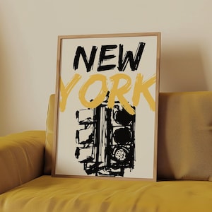 Vintage NYC Poster, New York Art Print, NYC Wall Art, New York City Poster, Minimalist New York Print, Retro New York Art, Digital Download