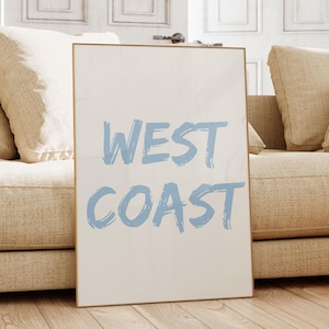 West Coast Print, Beach House Prints, Coastal Granddaughter Decor, Coastal Cowgirl Wall Art, Light Blue PRINTABLE WALL ART, Digital Download