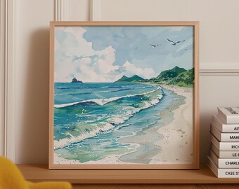 Ocean Print, Minimalist Coastal Wall Art, Neutral Beach Wall Art, Sea Waves Art, DIGITAL DOWNLOAD, Beach House Prints, Modern Coastal Poster