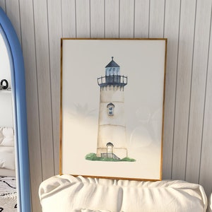 Watercolor Lighthouse Print, Summer Printable Wall Art, Beach House Decor, Neutral Coastal Prints, Digital Download, Nautical Nursery Prints