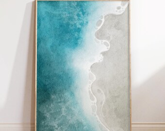 Coastal Beach Print: Modern Ocean Painting (Digital Download)