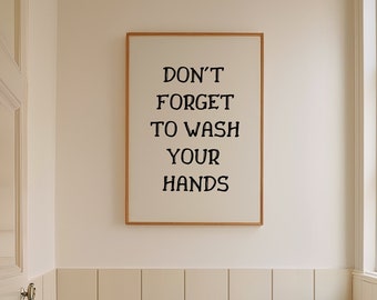 Wash Your Hands Print, Vintage Bathroom Poster, Funny Toilet Decor, Trendy Bathroom DIGITAL, Retro Bathroom Prints, Minimalist Bathroom Art