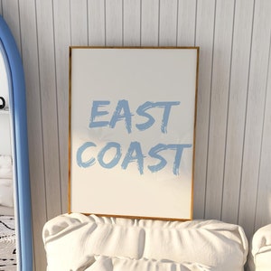 East Coast Print, Beach House Prints, Coastal Granddaughter Decor, Coastal Cowgirl Wall Art, Light Blue PRINTABLE WALL ART, Digital Download