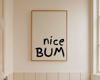 Trendy Bathroom Print, Nice Bum Print, College Bathroom, Funky Bathroom Decor, Funny Toilet Wall Art, Aesthetic Bathroom Wall Art DIGITAL