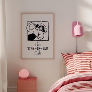 Bleib im Bett Club Druck, Hippy Schlafzimmer Druck, Trendige Über dem Bett Wand Kunst, Niedliches Schlafzimmer Dekor, Ästhetisches Wohnung Dekor, DIGITALER DOWNLOAD