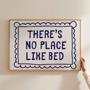 There&#39;s No Place Like Bed Print, Cute Above Bed Wall Art, Trendy Horizontal Prints, Retro Bedroom Decor, Bedroom Wall Art, DIGITAL DOWNLOAD