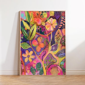 Maximalist Wall Art Decor, Printable Eclectic Wall Art, Abstract Flowers Wall Art, Bright Colourful Wall Art, Trendy Print, DIGITAL DOWNLOAD