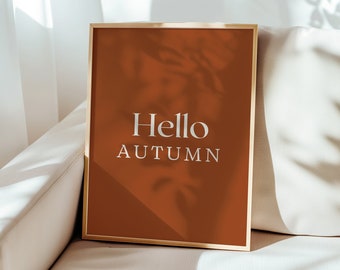 Hello Autumn Sign, Fall Printables Wall Art, Hello Fall Print, Neutral Fall Decor, Autumn Art Print, Minimalist Fall Decor, DIGITAL DOWNLOAD