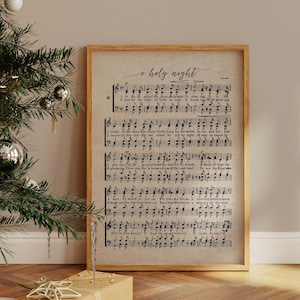 O Holy Night Vintage Christmas Carol Downloadable Print, Christmas Printable Wall Art, Christmas Song, Classic Xmas Decor, DIGITAL DOWNLOAD