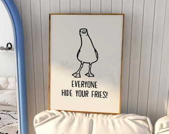 Funny Seagull Print, Beachy Wall Art, Trendy Coastal Print, Beach House Wall Art, Beachy Decor, Cute Beach Quotes Art, DIGITAL DOWNLOAD