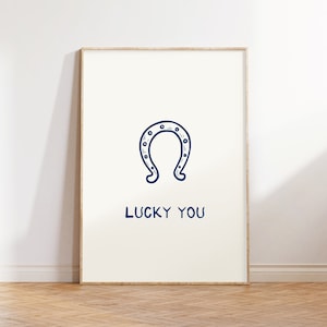 Lucky You Print, Horseshoe Poster, Retro Western Wall Art, Wild West Print, Retro Cowboy Decor, Minimalist Western Art Print, Trendy Cowboy