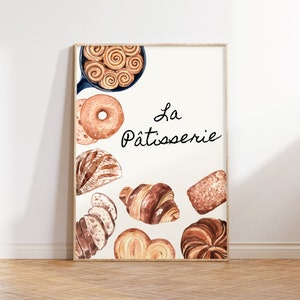 La Pâtisserie Art Print, Croissant Print, Trendy Kitchen Wall Art, Bakery Decor, Baking Print, Boulangerie Poster, French Kitchen DIGITAL
