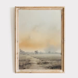 Moody Landscape Print, Moody Painting, Countryside Sunset Art Print, Warm Tone Prints, Rustic Wall Art, Cottagecore Decor, DIGITAL DOWNLOAD