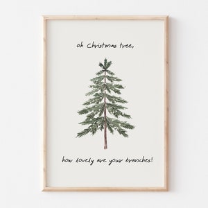 Oh Christmas Tree, How Lovely Are Your Branches Print, Christmas Printables Art, Classic Christmas Print, Minimalist Christmas Wall Decor