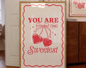 Cherry Valentine's Day Print: Retro Groovy Art (Digital Download)