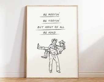 Cowboy Quote Print, Minimalist Western Wall Art, Vintage Cowboy Couple Art, Wild West Home Decor, Digital Download Print, Rootin Tootin Art