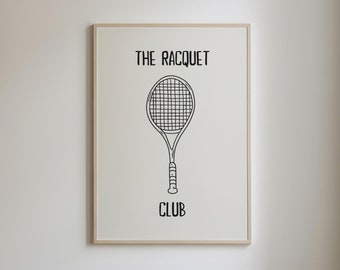 The Racquet Club, Trendy Tennis Print, Country Club Aesthetic Wall Art, Retro Sports Poster, Tennis Home Decor, Tennis Art, DIGITAL DOWNLOAD