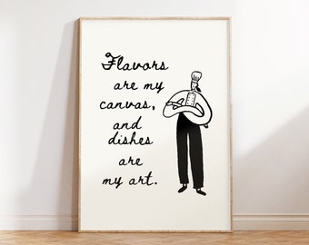 Foodie Art, Restaurant Prints, Modern Kitchen Wall Art, Aesthetic Kitchen Decor, Cute Cooking Art Print, Chef Wall Art DIGITAL DOWNLOAD