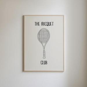 The Racquet Club, Trendy Tennis Print, Country Club Aesthetic Wall Art, Retro Sports Poster, Tennis Home Decor, Tennis Art, DIGITAL DOWNLOAD