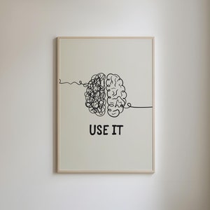 Trendy Funny Prints, Brain Print, Retro Mental Health Print, DIGITAL DOWNLOAD, Funny Quotes Wall Art, Modern Apartment Decor, Sarcastic Art