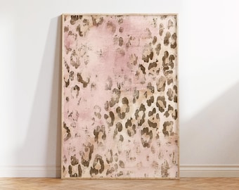 Estampado de leopardo vintage, patrón de leopardo, arte de pared de guepardo, impresión de pared texturizada, arte rosa ruborizado, decoración estética de apartamentos, DESCARGA DIGITAL