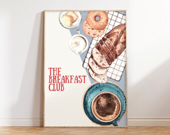 Breakfast Club Art Print: Retro Kitchen Coffee Poster (Digital Download)