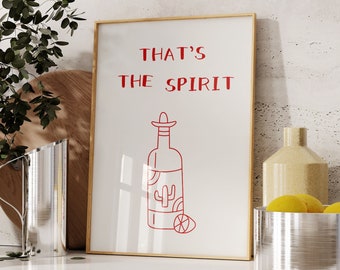 That's the Spirit Tequila Bar Cart Art Print: Retro Alcohol Decor (Digital Download)