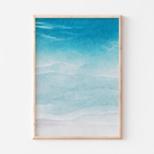Minimalistischer Strand Aquarell Kunstdruck: Küsten Dekor (Digitaler Download)