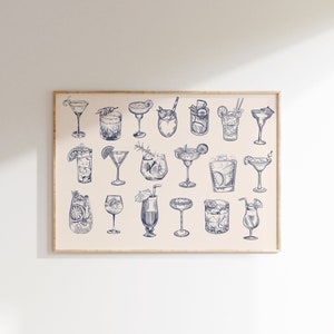 Retro Bar Cart Wall Art, Bar Cart Accessories, Bar Cart Print, Bar Sign, Retro Cocktails Art, Bar Cart Decor, Trendy Aesthetic Bar Decor