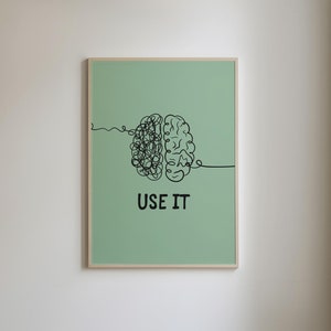 Trendy Funny Prints, Brain Poster, Retro Mental Health Print, DIGITAL DOWNLOAD, Quotes Wall Art, Modern Apartment Decor, Sarcastic Wall Art