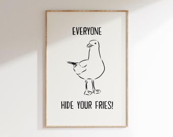 Funny Seagull Print, Beachy Prints, Trendy Coastal Print, Beach House Wall Art, Beachy Room Decor, Cute Beachy Wall Art, DIGITAL DOWNLOAD