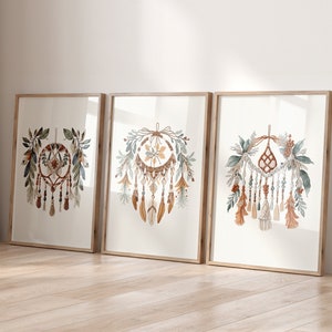 Boho Macrame Print, Boho Christmas Prints Set of 3, Christmas Decor, Boho Christmas Pribtable, Boho Christmas Ornaments Cozy Boho Decoration