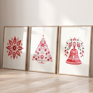Scandinavian Christmas Prints: Folk Art Set of 3 (Digital Download)