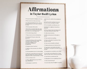 Taylor's Version Affirmations Print, Taylor Swiftie Lyric Print, Taylor Swiftie Prints, Positive Self Print, Life Lessons Print Digital Art