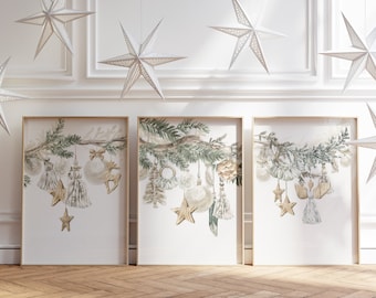 Nordic Christmas Prints Set of 3, Christmas Printable Wall Art, Neutral Christmas Print, Scandinavian Christmas, Trendy Сhristmas Decoration