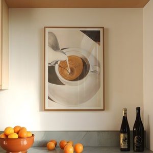 Neutral Coffee Art Print, Aesthetic Moody Kitchen Wall Art, Vintage Still Life Painting, Coffee Bar Decor, Coffee Lover Gift DIGITAL ART