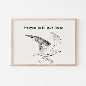 Vintage Seagull Print, Funny Beach Decor, Retro Coastal Print, Beach House Wall Art, Nautical Decor, Cute Beach Quotes Art, DIGITAL DOWNLOAD