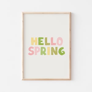 Hello Spring Print, Watercolor Spring Print, Spring Printable Wall Art, Colorful Spring Wall Art, Cute Spring Wall Decor, Hello Spring Sign