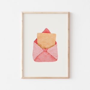 Trendige rosa Valentinstag druckbare Wandkunst, Liebesbrief Druck, Valentinstag Aquarell Kunst, niedliche minimalistische Valentinstag Party Dekor