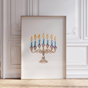 Art imprimable de Hanoucca, art juif moderne, art de la menorah de Hanoucca, estampes de Hanoucca, décoration de Hanoucca, décoration de fête juive, TÉLÉCHARGEMENT NUMÉRIQUE