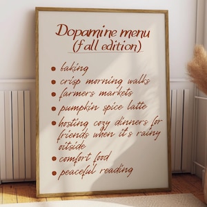Herbst Kunstdruck, gemütliche Herbst Printables Wandkunst, Dopamin-Speisekarte Poster, neutrale Herbst Dekoration, trendige Herbst-Wand-Dekor, DIGITALER DOWNLOAD
