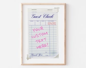 Custom Guest Check Art Print: Trendy Retro Wall Decor (Digital Download)