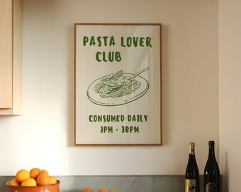 Impression de nuit de pâtes, affiche de cuisine italienne, impression de club des amateurs de pâtes, art mural cuisine tendance, TÉLÉCHARGEMENT NUMÉRIQUE de cuisine esthétique, impression de spaghetti