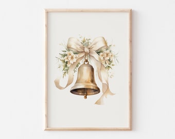Neutral Easter Bell Print, Watercolor Floral Art (Digital Download)