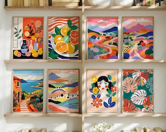 Eklektische Galerie Wand Kunst Drucke: Farbenfrohes Maximalistisches Dekor (Digitaler Download)
