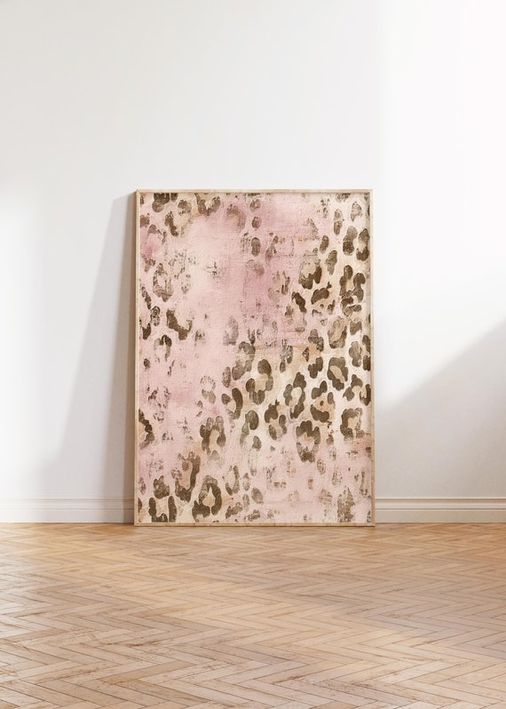 Vintage Leopard Print, Leopard Pattern, Cheetah Wall Art, Textured Wall Print, Blush Pink Art, Aesthetic Apartment Decor, DIGITAL DOWNLOAD