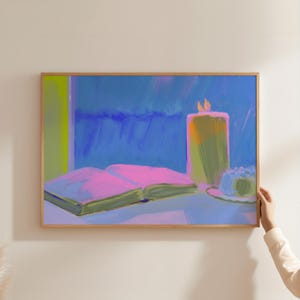 Cozy Reading Nook, Bright Colorful Wall Art, INSTANT Digital Download, Trendy Apartment Decor, Maximalist Prints, Modern Eclectic Art Print