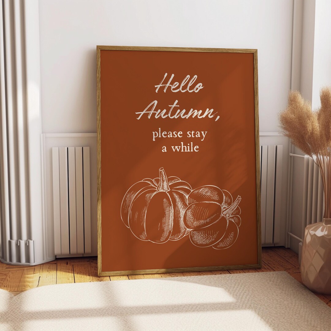 Hello Autumn Print, Fall Printables Wall Art, Hello Fall Sign, Modern ...