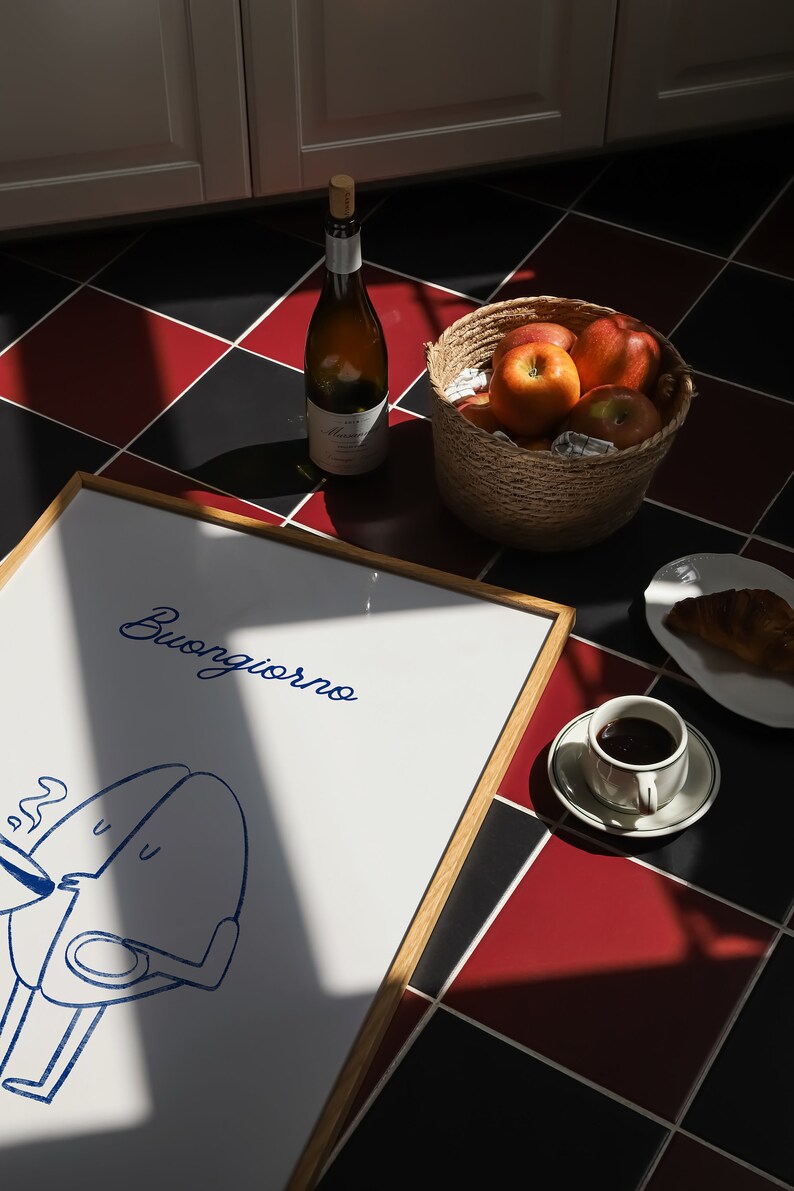 Impression d'art Buongiorno Italian Coffee : décoration de cuisine minimaliste (téléchargement numérique) image 3